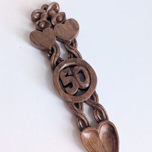 Chain of Love 50th Anniversary Welsh Love Spoon Celtic Knot, Bells & Hearts